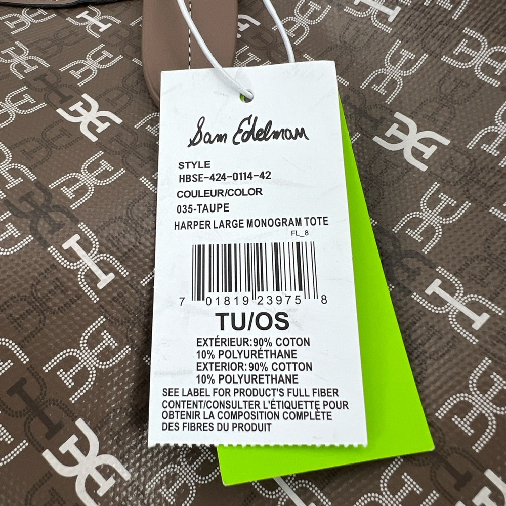 SAM EDELMAN HARPER MONOGRAM SHOPPER TOTE WITH SMALL POUCH, TAUPE COLOR - Picture 8 of 17